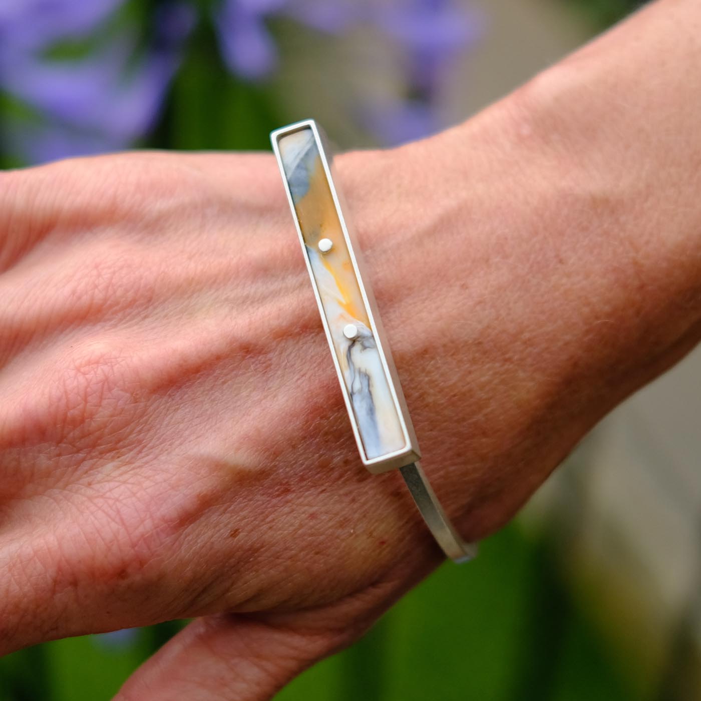 Legacy Bangle in Silver with Recycled Plastic